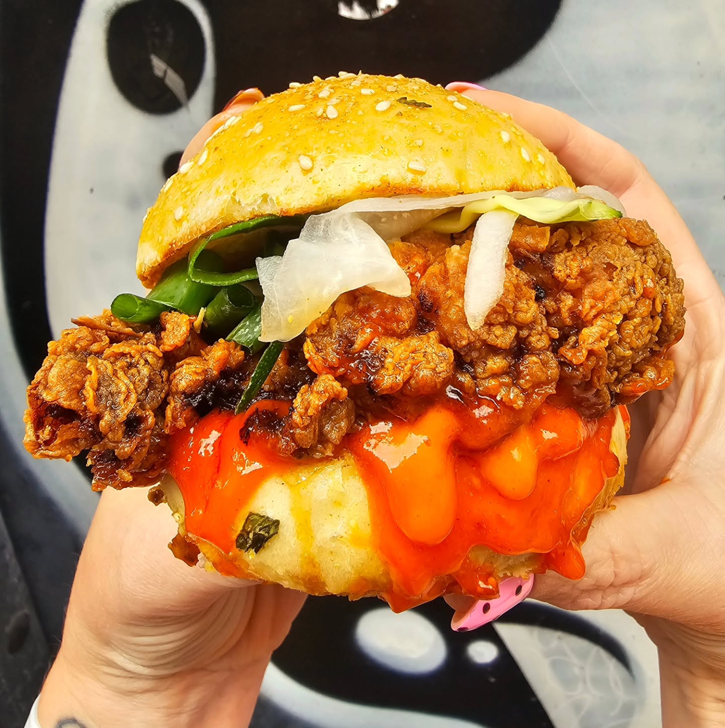 This Weekend's Special is HOT TO GO! Korean Fried Chicken Burger with pickled daikon +…